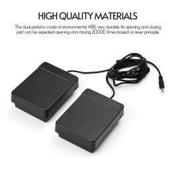 Compact Sustain Pedal para Instrumentos Musicais, Pedal Duplo Universal, Piano portátil dobrável, Teclado eletrônico, Interface de 3,5mm - Image 6