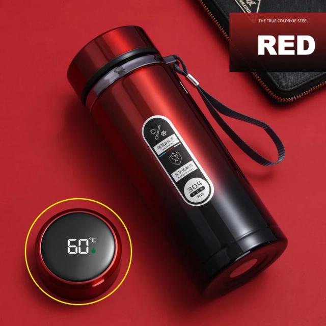 Garrafa térmica de aço inoxidável de 500ml-1litro com display de temperatura led sus304 garrafa de água de chá garrafa de vácuo copos portáteis