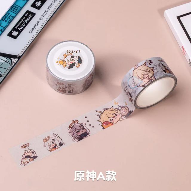Genshin Impact Washi Tapes Klee Venti Paimon DIY Adesivo Mascarador 5 Peças