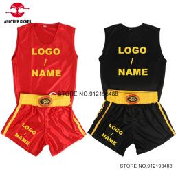 Shorts de boxe logotipo personalizado para homens e mulheres, camisa Muay Thai, criança Wushu, Sanda, artes marciais, gaiola MMA, luta, uniforme Kickboxing - Image 1