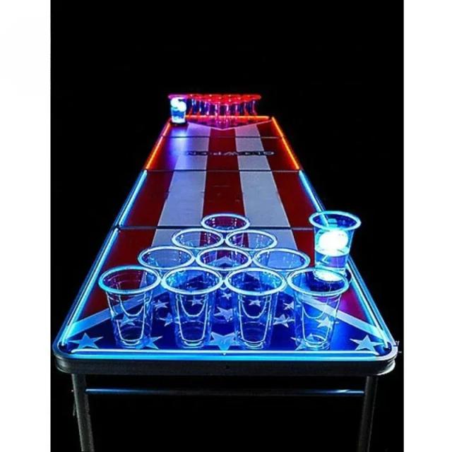 Mesa Dobrável LED Brilhante para Beer Pong de 8ft - Personalizável OEM