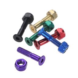 Parafusos de caminhão de skate de aço carbono, 8 peças com porcas longboard skate ponte substituição parafuso de prego ferragem 25.4mm/1" - Image 2