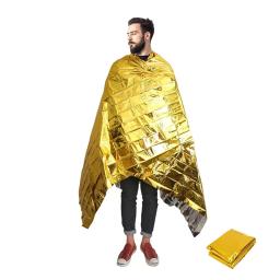 Cobertor térmico de emergência e sobrevivência, Cobertores de acampamento para o exterior, Caminhadas, Maratonas, para todos os climas, Conditi, Ouro, Prata - Image 1