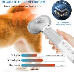 Portátil Pet cabelo secador com 4 bicos, cão secador de sopro para gato grooming, temperatura ajustável e velocidade - Image 3