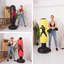 Saco de Perfuração Inflável para Crianças e Adultos, Saco De Areia De Treinamento De Boxe Com Suporte, Saco De Karatê, 160x65cm - Image 4