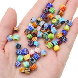 Contas De Vidro Artesanais com Balde Listrado, Mil Flores, Abóbora Nepalesa, Contas Espalhadas, Fios De Mão DIY, Colar Acce, 30PCs - Image 3