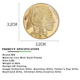 Estados Unidos da América Buffalo Coin Banhado A Ouro Moeda Comemorativa Indiana Arte Criativa Lembrança Presente para Coleção Home Decor - Image 2