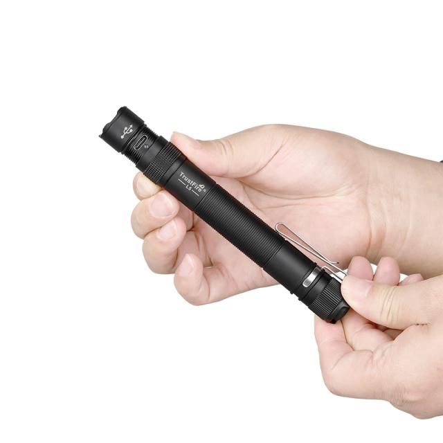 Trustfire l5 1000lm edc lanterna tática usb portátil recarregável tocha mini luz led com clipe traseiro para acampamento de emergência