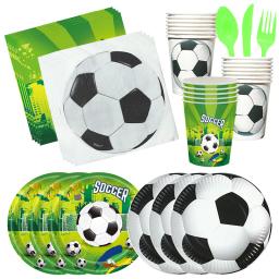 Futebol tema aniversário festa decoração, talheres set, kit balão, futebol, favores, banner, pano de fundo, copo, placa, menino, menina, criança - Image 1