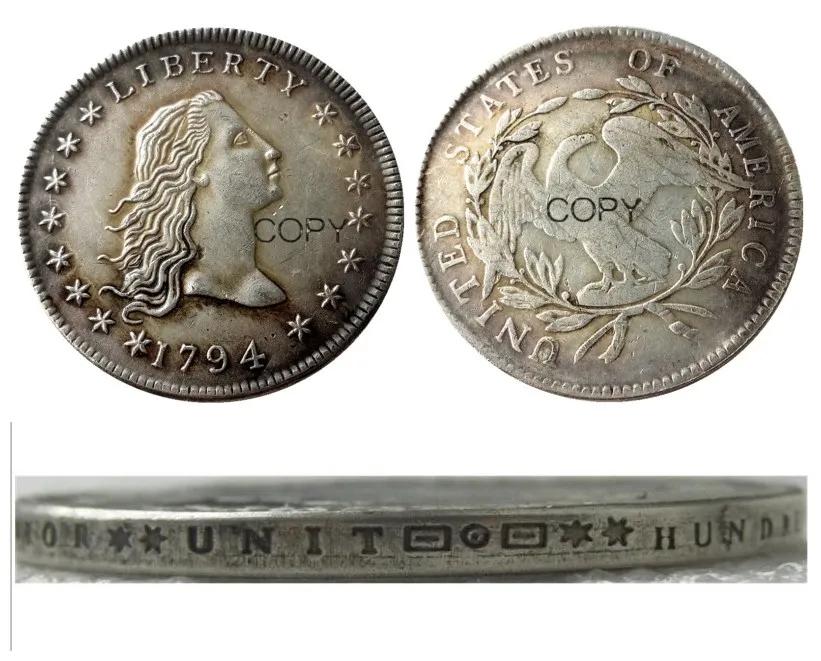 US 1794 Banhado A Prata Cabelo Fluindo Dólar, Copiar Moeda - Image 1
