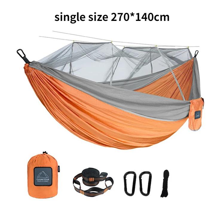 Rede com mosquiteiro, tamanho simples e duplo, tecido de nylon, portátil, viagem, acampamento ao ar livre, pendurado - Image 1