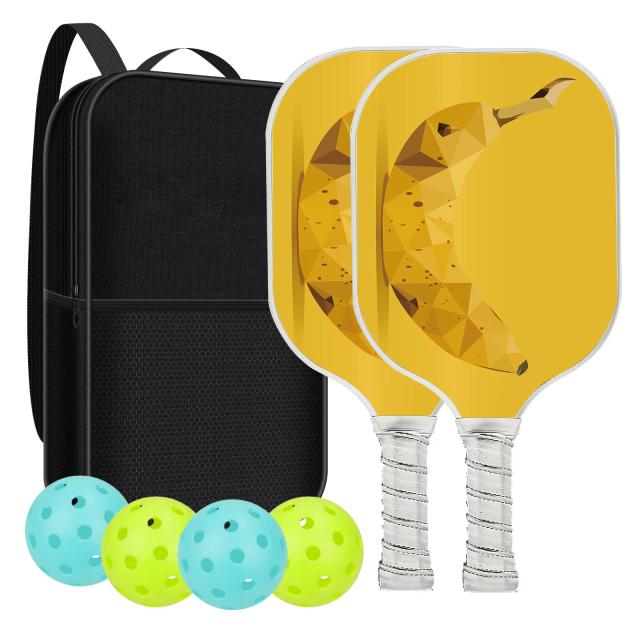 Conjunto Completo de Raquetes de Pickleball com 2 Raquetes e 4 Pickleballs, Acessórios Ideais para Amantes do Esporte