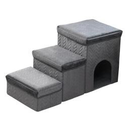 Escada dobrável para cães com camas altas para cães Escada de escalada confortável Resistente ao desgaste Pet durável, 3 escadas para cães - Image 3