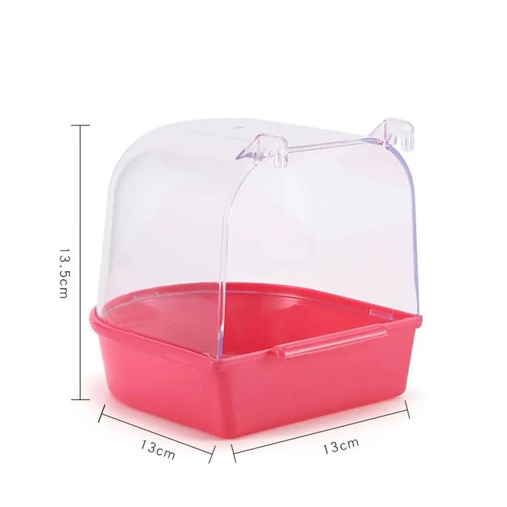 Pássaro caixa de banho papagaio gaiola de banho acessório para pequenos pássaros periquito canário budgerigar lovebirds transparente topo - Image 1