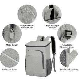Mochila refrigeradora à prova de vazamentos, 30L, lancheira isolada, sacos portáteis de viagem, ao ar livre, acampando, caminhadas, piqueniques, praia - Image 3