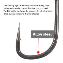 Gancho largo para pesca de carpa, revestimento de ptfe, micro bardo, liga de aço, tamanho 2 4 6 para equipamento de cabelo de pesca de carpa com 10 peças - Image 6