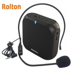 Rolton k400 amplificador de voz portátil megafone booster 4 cores portátil com fio mini alto-falante áudio rádio fm mp3 formação do professor - Image 1