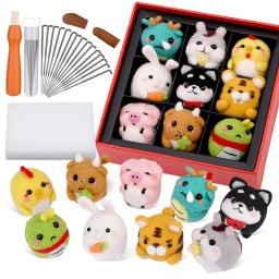 9 Uds. De juegos de fieltro de aguja Manual para hacer animales, Kit de inicio de fieltro de aguja, herramientas de fieltro de lana con instrucciones para suministros de fieltro - Image 1