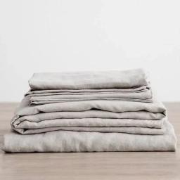 Lavado Roupa Set Lençóis, 100% Linho Natural, Respirável, Soft Farmhouse cama, Lençol Folha Flat, 2 Fronhas, 3Pcs - Image 1