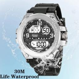 Relógios esportivos impermeáveis masculinos, relógio multifunções, relógio digital militar ao ar livre, relógio eletrônico inteligente para homem, crianças, 30m - Image 6
