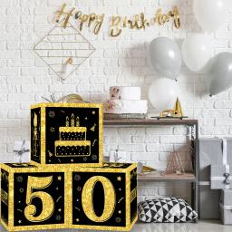 Caixa de Cartas de Aniversário para Adultos, Preto e Dourado, 18, 40, 60 anos, Decoração de Feliz Aniversário, Artigos para Festa, Artigos para Festa - Image 4