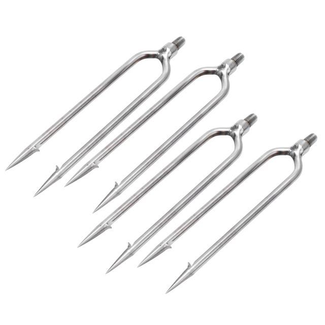 Conjunto de 4 Ganchos de Aço Inoxidável para Pesca Barbada com 2 Pinos - Lança Gigante para Outdoor
