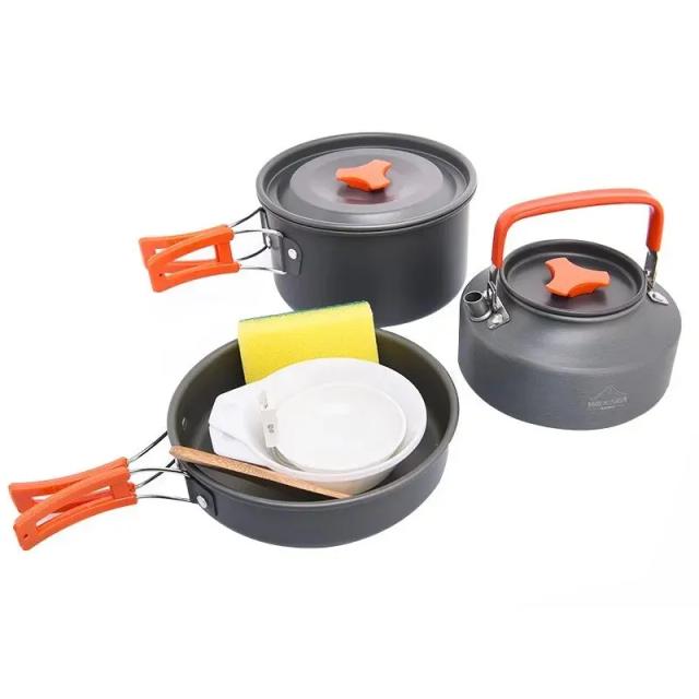 Conjunto Completo de Utensílios para Camping com Panelas, Pratos e Equipamentos para Piqueniques e Trilhas