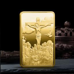 Jesus Cristianismo Gold Bar Cruz Banhado A Ouro Lembranças Deus Ama Pessoas Moedas Colecionáveis Coleção Medalha para Casa - Image 3