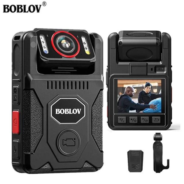 BOBLOV M7 Pro Body Camera 4K GPS 128GB 180° Rotating Lens 15-Hour Recording