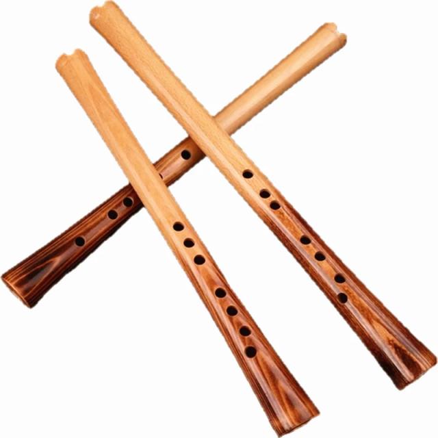 Flauta Xiao Curta de Madeira Sólida - Instrumento Musical Profissional Portátil com 6 e 8 Buracos nas Chaves A/Bb/C