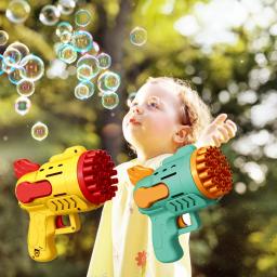 Pistola de bolhas automática elétrica para crianças Foguete de sabão Máquina de bolhas Brinquedo de casamento ao ar livre Luz LED Presentes de aniversário para crianças - Image 3