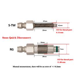 Kit de conversão CO2 HPA para pneumáticos, roscas S-TW e RG, substituição do cartucho do cilindro, acoplador rápido masculino 8mm, ferramenta de ar, 12g - Image 2