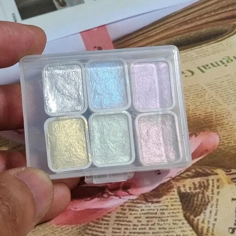 Paleta metálica portátil para pintura de unhas, perolado, tinta aquarela sólida, embalados à mão, estudante arte escola suprimentos - Image 1