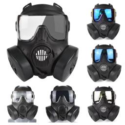 Zlangsports Mudança de cor Tático Paintball Airsoft Máscara Facial Completa com Ventiladores Duplos CS Cosplay Máscaras de Proteção - Image 1