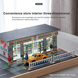 Conveniência Cena modelo loja com luzes e quadra de basquete, cena em miniatura sem luzes, decoração cena, recolher presente, 1: 64 - Image 6