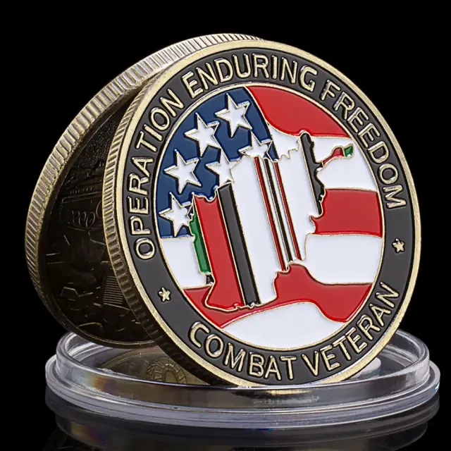 Moeda Comemorativa de Bronze dos Veteranos da Guerra do Afeganistão - Challenge Coin da Operação Liberdade Duradoura, EUA