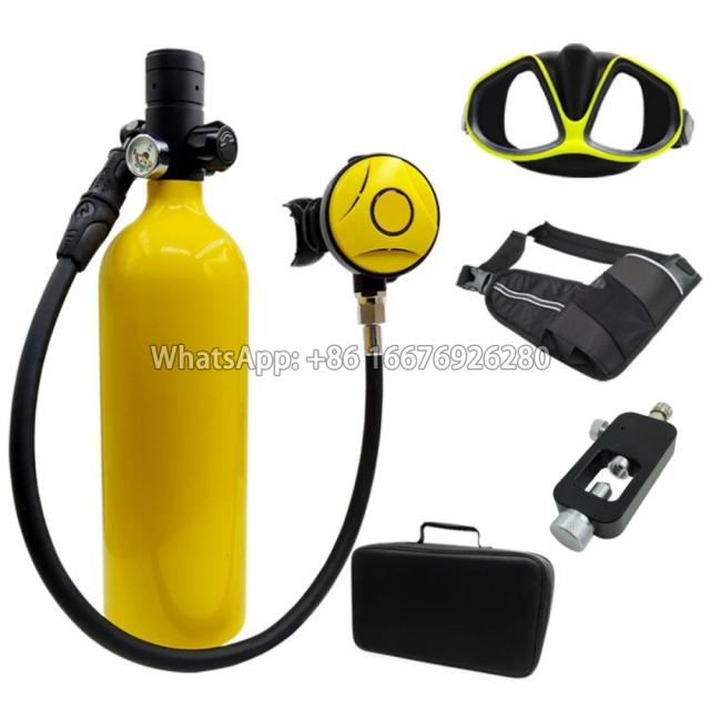 Tanque de Oxigênio Mini X4000 Pro com Máscara de Mergulho – Conjunto Subaquático Completo de 1L