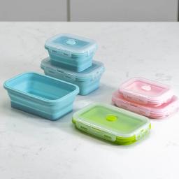 Dobrável Silicone Food Container, Portátil Bento Containers, Lancheira, Microware, Casa, Cozinha, Exterior, Armazenamento, 4 Tamanhos - Image 2