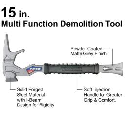 Multifuncional Hard Hammer com Crowbar, Fire Rescue Tool, Demolition Hand Tool, Outdoor - Image 5