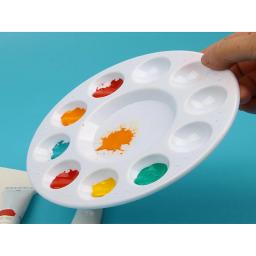 Bview arte 10 buracos paleta artista crianças estudantes arte artesanato bandeja de mistura de cores portátil paleta de pintura ferramentas de pintura branca - Image 2