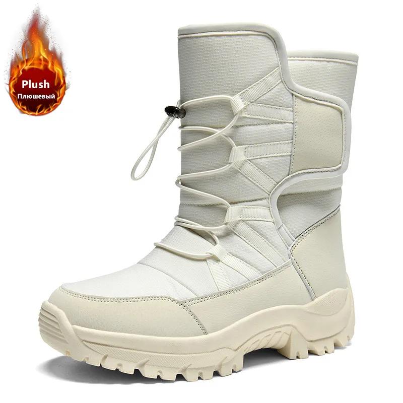 Marca masculina sapatos de inverno à prova dwaterproof água botas masculinas de pelúcia quente casal botas de neve ao ar livre antiderrapante caminhadas botas de trabalho botas de tornozelo - Image 1