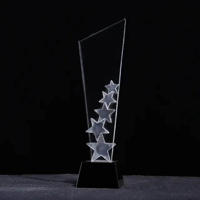 Troféu de Cristal Transparente Cinco Estrelas para Cerimônias de Premiação e Eventos de Competição - Personalizado e Criativo para Presentear e Decorar sua Casa