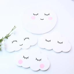 Adesivos decorativos para decoração de casa, Adesivos de parede de madeira, Nuvens Nuvens para crianças, Quarto do bebê - Image 1