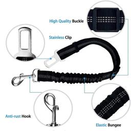 Cinto de segurança para cães, Arnês para cães, Ajustável, Durável, Nylon, Refletivo, Tecido Bungee, Tether, Suprimentos de viagem de carro - Image 3