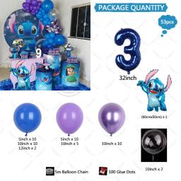 Balões de festa temática ponto Disney, azul e roxo, kit arco de balão de látex para menino de 1 a 9 anos, decoração de aniversário infantil, 53 peças - Image 4