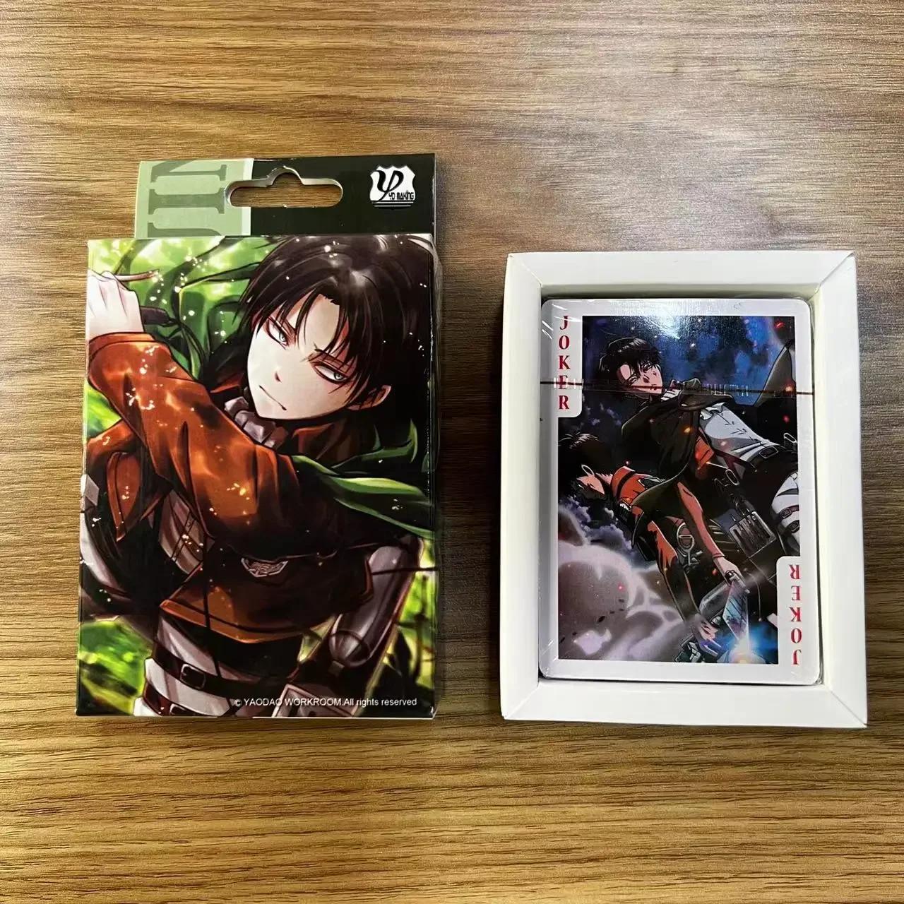 Anime Poker Card Toy, Cartões de Jogo de Tabuleiro, Capa dura, Caixa de Coleção, Ataque Titan, Levi Ackerman, Cosplay, 54pcs - Image 1