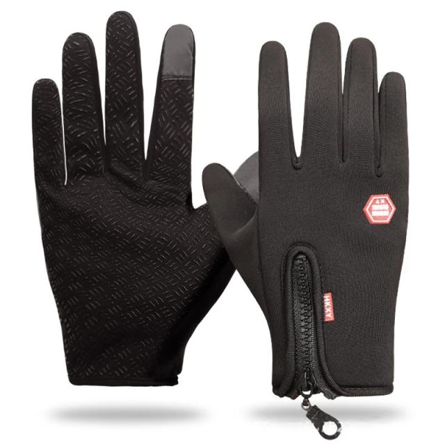 Luvas Térmicas Touchscreen para Esportes Masculinos e Femininos - À Prova de Respingos, Antiderrapantes e com Zíper para Pesca, Esqui, Ciclismo e Snowboard no Inverno