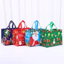 Sacos de presente de Natal não tecidos reutilizáveis, Xmas Treat Bag, sacolas com alças para criança, doces, Goodie Xmas Party Favor, grande, 1pc - Image 3
