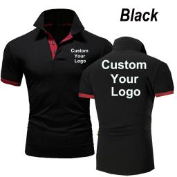 Camisa polo casual slim fit masculina, tops esportivos, impressão personalizada, personalizado seu logotipo, algodão, verão - Image 2