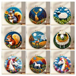 GATYZTORY-Kit De Pintura De Feltragem De Lã, Unicórnio, Ovelhas, Veados, Pacote De Artesanato De Feltro, Agulha Para Trabalho Manual, Artesanato DIY Engraçado, 20x20cm - Image 1